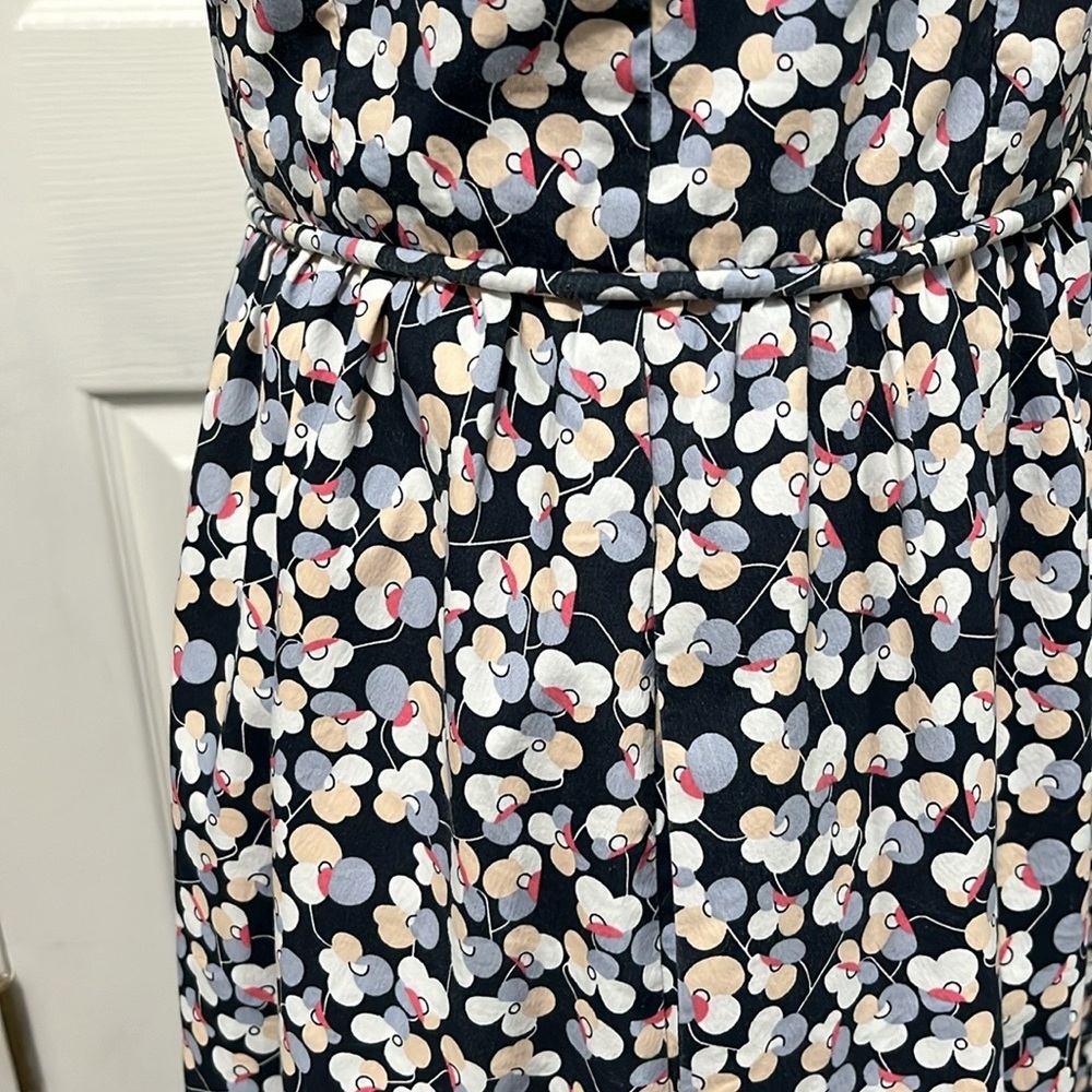 1901 Women's Size 6 Sleeveless Poplin Navy Floral Dress - Picture 10 of 13
